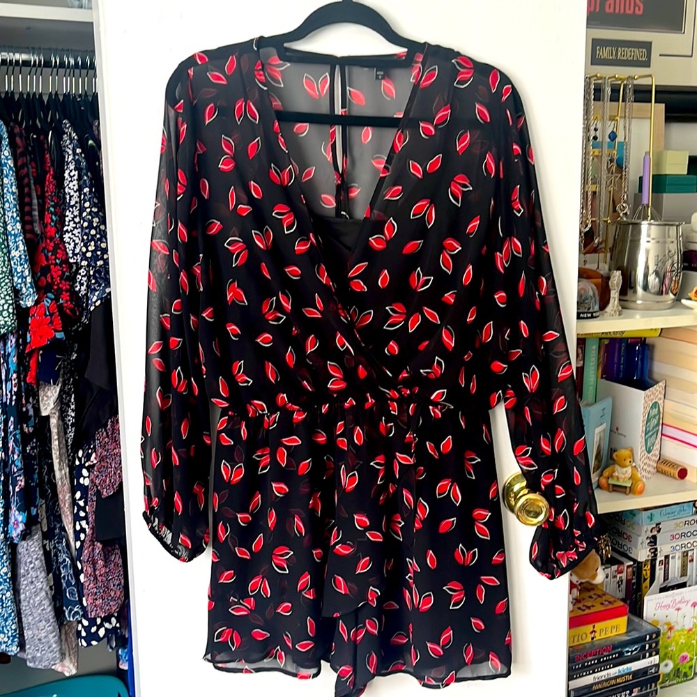 Long sleeve romper v neck